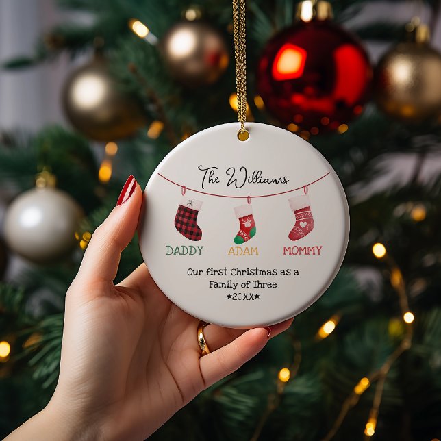 Christmas Socks Cute Personalized Photo Ceramic Ornament (Creator Uploaded)