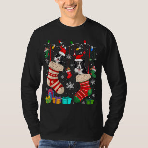 Christmas Socks Pajama Border Collie Dog Puppy Lov T-Shirt