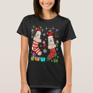 Christmas Socks Pajama Samoyed Dog Puppy Lover T-Shirt