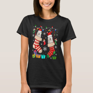 Christmas Socks Pajama Samoyed Dog Puppy T-Shirt