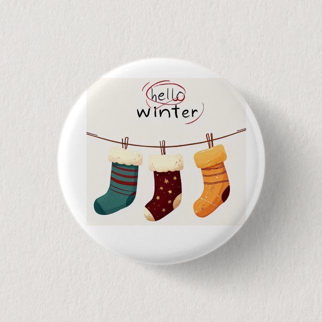 Christmas socks presents  1 inch round button (Front)