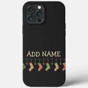 Christmas socks seasonal stockings add name iPhone 13 pro max case