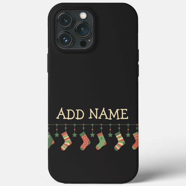 Christmas socks seasonal stockings add name Case-Mate iPhone case (Back)