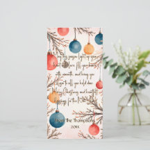 Christmas Soft Watercolor Ornament Greeting