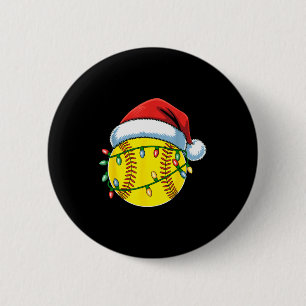 Christmas Softball Ball Santa Hat Softball Xmas Li 2 Inch Round Button