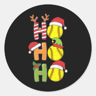 Christmas Softball Ho Ho Ho Softball Xmas Sport Me Classic Round Sticker