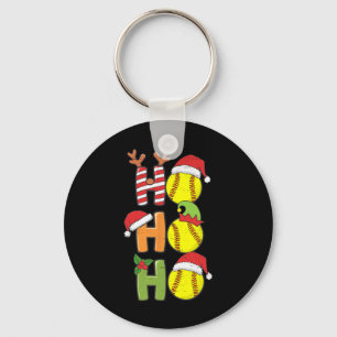 Christmas Softball Ho Ho Ho Softball Xmas Sport Me Keychain