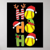 Christmas Softball Ho Ho Ho Softball Xmas Sport Me