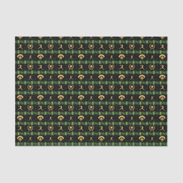 Christmas Softball Player - Girls Green Check Tissue Paper (Front)