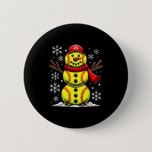 Christmas Softball Snowman Girls, Softball Christm 2 Inch Round Button