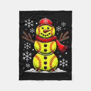 Christmas Softball Snowman Girls, Softball Christm Fleece Blanket
