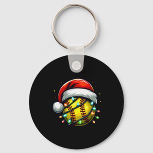Christmas Softball Xmas Santa Softball Lover Boys Keychain