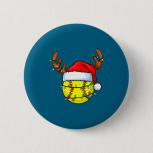 Christmas Softball Xmas Santa Srts Hat Mens Womens 2 Inch Round Button