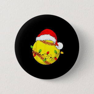 Christmas Softball Xmas Santa Srts Hat Mens Womens 2 Inch Round Button
