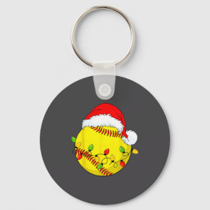 Christmas Softball Xmas Santa Srts Hat Mens Womens Keychain