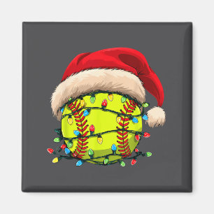 Christmas Softball Xmas Santa Srts Hat Mens Womens Magnet