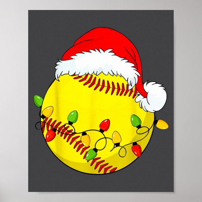 Christmas Softball Xmas Santa Srts Hat Mens Womens Poster (Front)