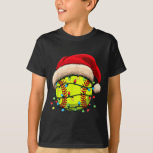 Christmas Softball Xmas Santa Srts Hat Mens Womens T-Shirt