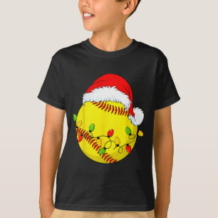Christmas Softball Xmas Santa Srts Hat Mens Womens T-Shirt
