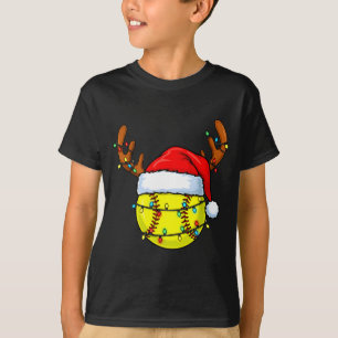 Christmas Softball Xmas Santa Srts Hat Mens Womens T-Shirt