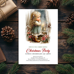 Christmas Soirée Invitation Cute Girl Holiday Scen