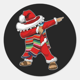 Christmas Sombrero Dabbing Mexican Serape Poncho S Classic Round Sticker