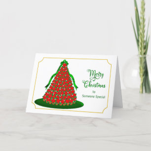 Christmas, Someone Special. Red Poinsettia Tree Holiday Card