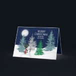 Christmas - Son/his family -Night Snow & Snowman Holiday Card<br><div class="desc">Beautiful yet fun Christmas greeting -  Personalize and make it your own.
Note: Image has been designed digitally for a more realistic affect.</div>
