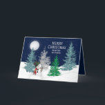 Christmas - Son/his family -Night Snow & Snowman Holiday Card<br><div class="desc">Beautiful yet fun Christmas greeting -  Personalize and make it your own.
Note: Image has been designed digitally for a more realistic affect.</div>
