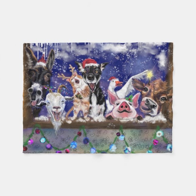 Christmas Song - Animal Party Fleece Blanket (Front (Horizontal))