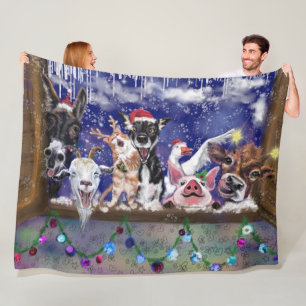 Christmas Song - Animal Party Fleece Blanket