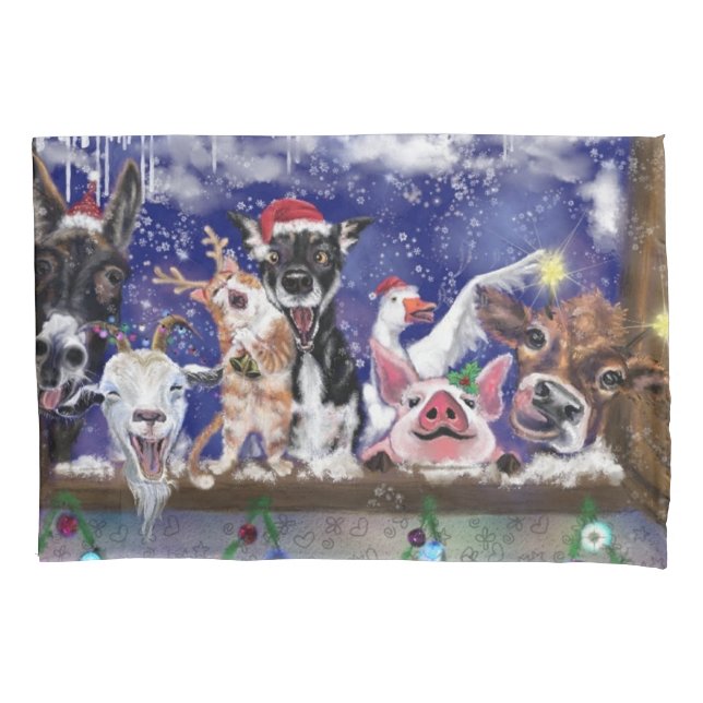 Christmas Song - Animal Party Pillowcase (Front)