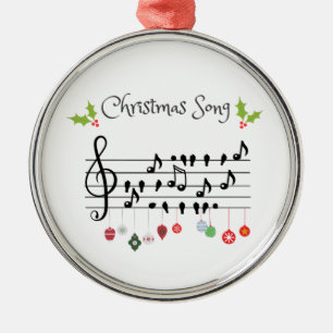 Christmas Song birds musical note Metal Ornament