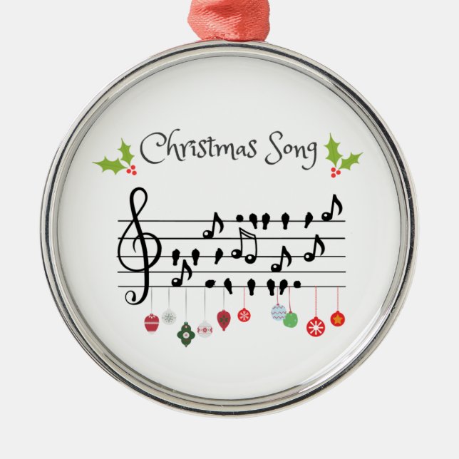 Christmas Song birds musical note Metal Ornament (Front)