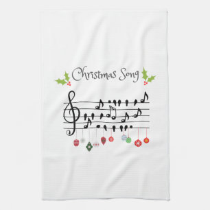 Christmas Song birds singing Kitchen Towel