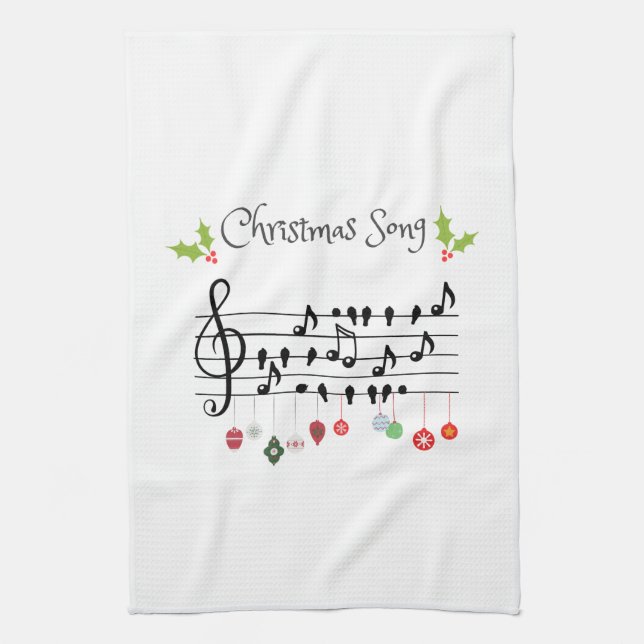 Christmas Song birds singing Kitchen Towel (Vertical)