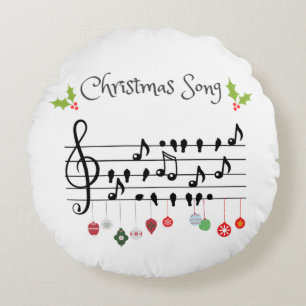 Christmas Song    Round Pillow