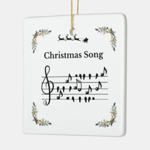 Christmas Song Santa Ceramic Ornament