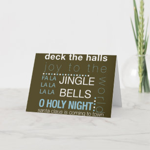 Christmas Songs in Blue and Brown Holiday Card