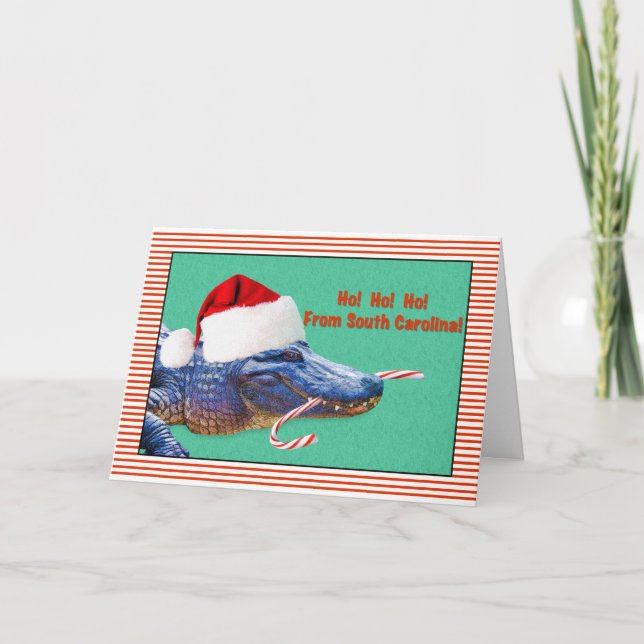Christmas, South Carolina, Alligator Holiday Card (Front)