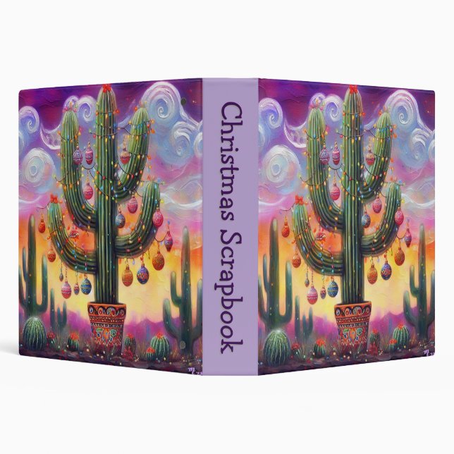Christmas Southwest Saguaro Cactus Scrapbook Binder (Background)