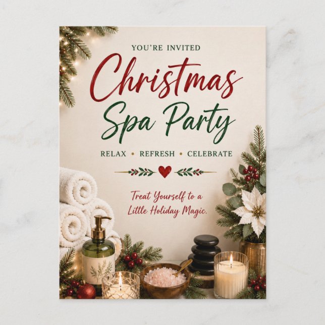 Christmas Spa Party Invitation card (Front)