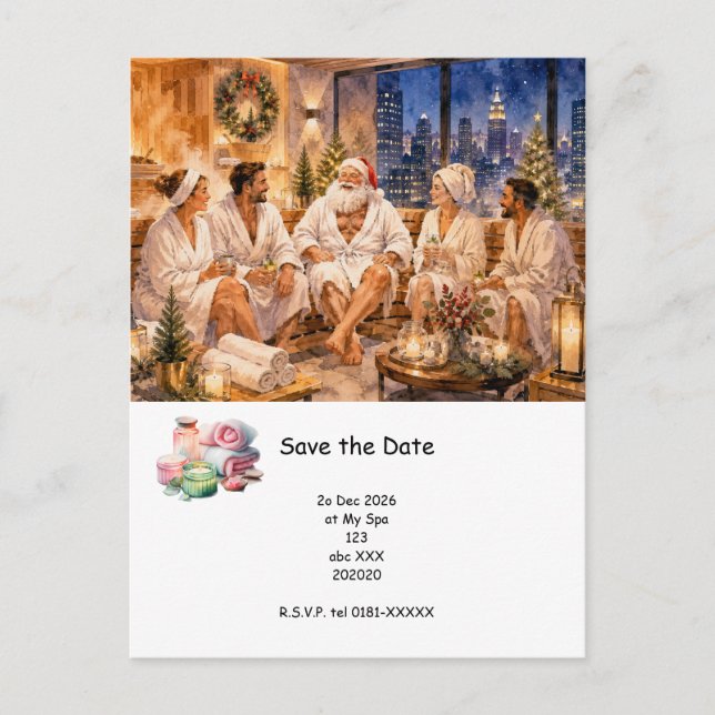 Christmas Spa Party Invitation Postcard (Front)