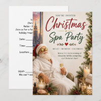 Christmas Spa Party Invitation with Santa Claus