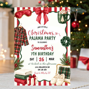 Christmas Spa Theme Pyjamas Birthday Party Invitation