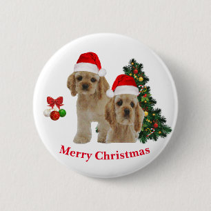 Christmas Spaniel Cocker 2 Inch Round Button
