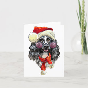 Christmas spaniel dog save the date announcement