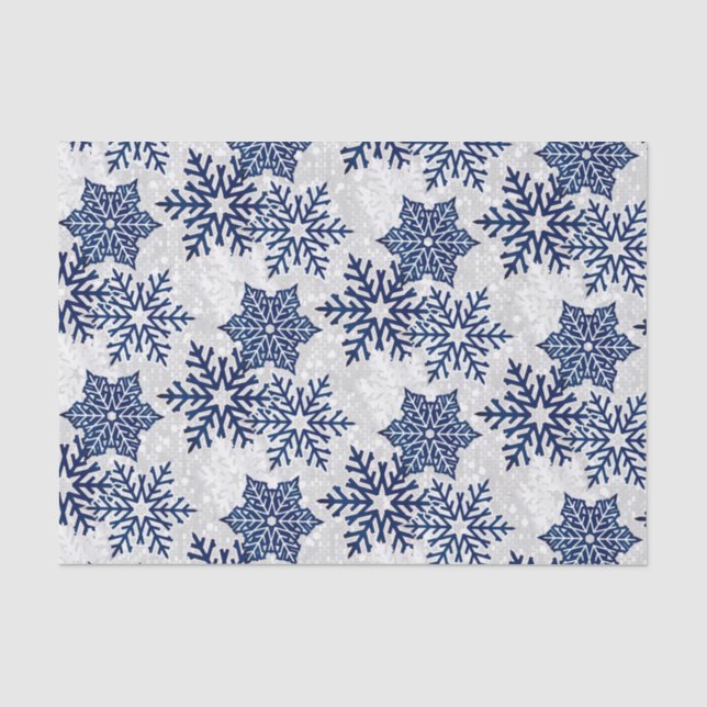 Christmas Sparkle Blue and White Snowflakes Tissue Paper (Front)