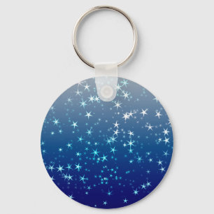 Christmas Sparkles Stars Blue Sky Keychain