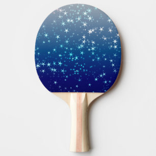 Christmas Sparkles Stars Blue Sky Ping Pong Paddle